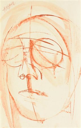 GIANBAR (Gianni Baretta) L'UOMO DAGLI OCCHIALI tecnica mista su cartoncino,...