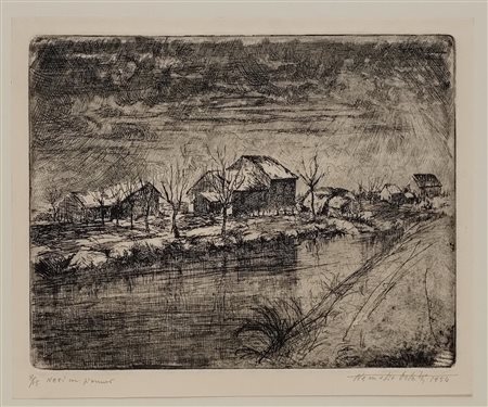 ORSATTI NEMESIO Ferrara (Fe) 1912 Nevi in pianura 1954 Acquaforte su carta es...