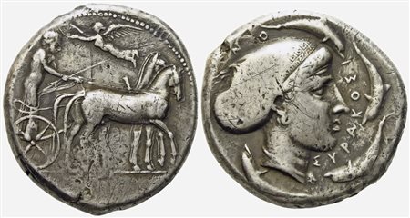 Sicily, Syracuse, Second Democracy (466-405 BC), Tetradrachm; AR (17,05 g; 26 mm)