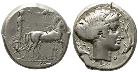 Sicily, Syracuse, Second Democracy (466-405 BC), Tetradrachm; AR (17,17 g; 25,5 mm)