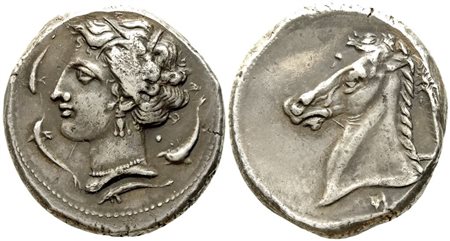 Sicily, Siculo-Punic (c. 320-300 BC), Tetradrachm; AR (17,05 g; 26,5 mm)