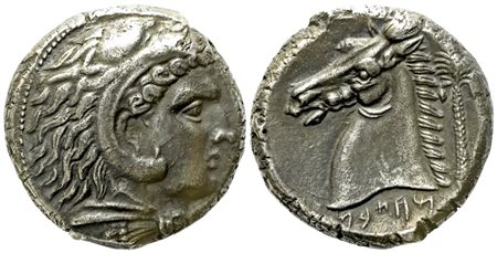 Sicily, Siculo-Punic (c. 300 BC), Tetradrachm; AR (16,79 g; 22,92 mm)