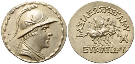 Baktria, Greco-Baktrian Kingdom, Eukratides I (c.ca 170-145 BC), Tetradrachm, AR (g 16,89; mm 35,4)