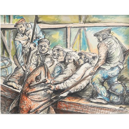 PIPPO MADÈ,Tecnica mista su cartoncino applicato su tavoletta