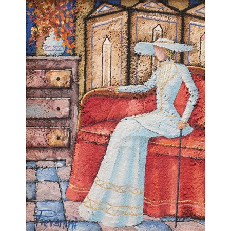 ALDO PIEVANINI, Salotto, Olio su tela