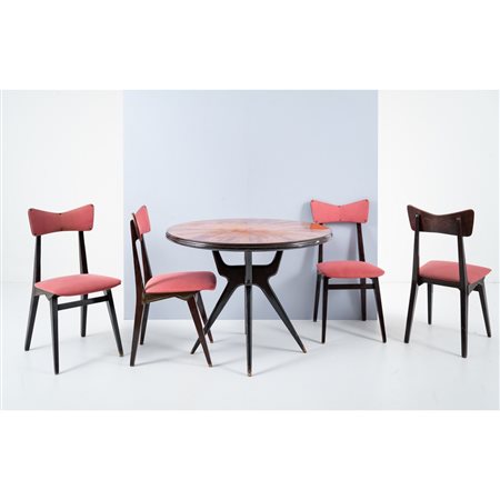 ICO PARISI, Tavolo da gioco e quattro sedie