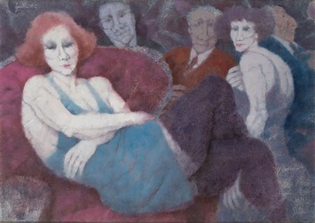 Remo&nbsp;Squillantini, (Stia, 1920 - Florence, 1996) Figure al bar (Figures...