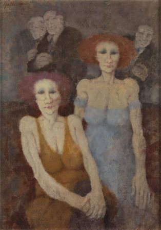 Remo&nbsp;Squillantini, (Stia, 1920 - Florence, 1996) Figure al bar (Figures...