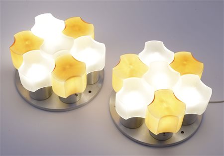 A pair of appliques Martinelli Luce, Italy 1963A pair of aluminium wall...