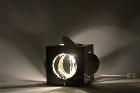 A cube-shaped bedside table lamp A bedside table lamp, Italy 1970'sA...
