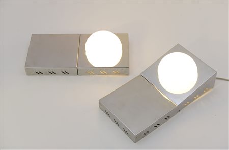 A chrome-plated metal applique with two lights Italy 1970'sThree...