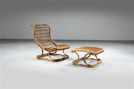 TITO AGNOLI<BR>Poltrona con poggiapiedi