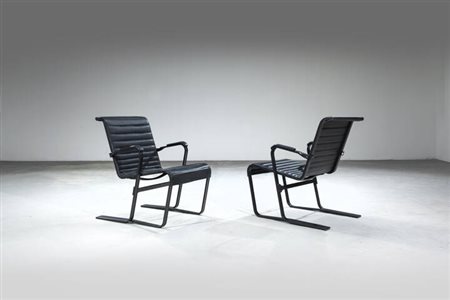 MARCEL BREUER<BR>Coppia di poltrone mod. Longe chair