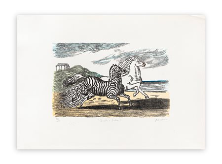 GIORGIO DE CHIRICO (1888-1978) - Cavallo e zebra, 1974