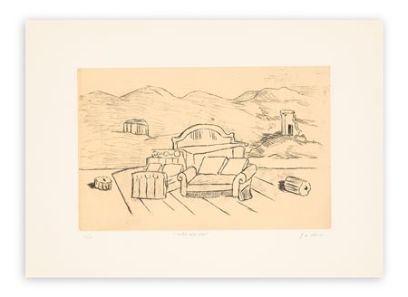 GIORGIO DE CHIRICO (1888-1978) - Mobili nella valle,  1971