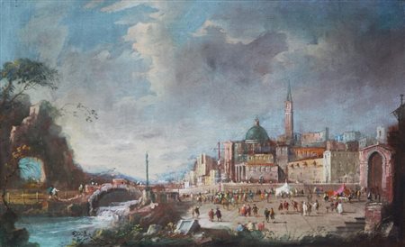 Scuola Veneta del XIX secolo VEDUTA DI VENEZIA CON SAN GEREMIA DEGLI SCALZI...