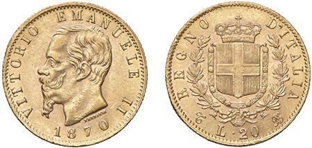 VITTORIO EMANUELE II (1861-1878) - 20 lire 1870, Torino