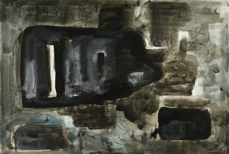 Enrico Sirello SENZA TITOLO, 1959 china e tempera su cartoncino, cm 35x50,5...