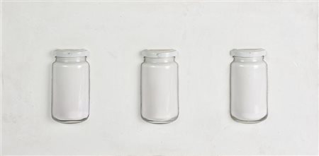 Paolo Grassino VARIAZIONI, 1993 gesso e vetro su tavola, cm 23,5x46x6 sul...