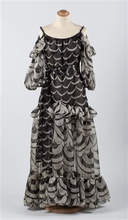 Yves&nbsp;Saint&nbsp;Laurent 1970-1975A silk organza long evening dress...