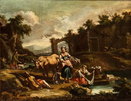 Paesaggio con lavandaie e pastori