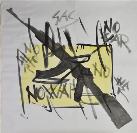Alex Caminiti (GAS) NO WAR, 2023 smalto e acrilico su tela, cm 80x80 firma...