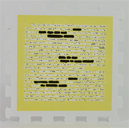 Emilio Isgro' CANCELLATURAstampa UV su FX high quality bianco, cm 21x21x1,3;...