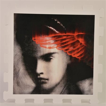 Omar Galliani NUOVI ANGELIstampa UV su FX high quality bianco, cm 21x21x1,3;...