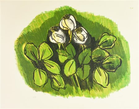 Ennio Morlotti ROSE litografia, cm 50x70; es. 66/99 firma, tiratura e timbro...