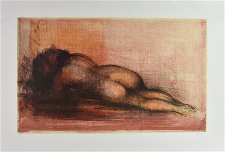 Giuseppe Ajmone NUDO DI SCHIENA litografia, cm 70x100; cm XXXVI/L firma e...