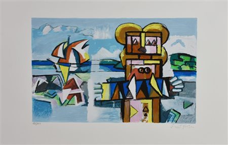 Ibrahim Kodra FISARMONICA E VELINO serigrafia materica, cm 50x70; es. 121/150...