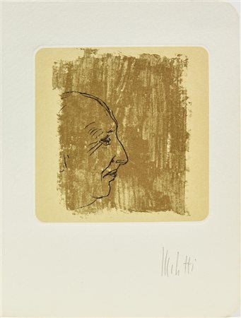 Fausto Melotti AUTORITRATTO fotolitografia a 3 colori su cartoncino, cm...
