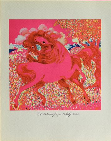 Aligi Sassu SENZA TITOLO fotolitografia a 7 colori offset su cartoncino, cm...