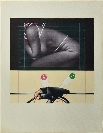 Sergio Sarri SCHERMO D'ANALISI E ATTREZZO fotolitografia a 8 colori offset su...