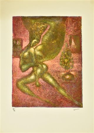 Sebastian MADAME ET SON FANTOME serigrafia materica su carta ritoccata a...