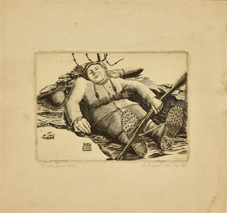 Mario Golpieri SENZA TITOLO, 1934 acquaforte, cm 13x18, su foglio cm 26x27...