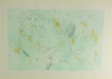 Tono Zancanaro FIGURE litografia su carta, cm 50x70, es. P. di C. firma e...