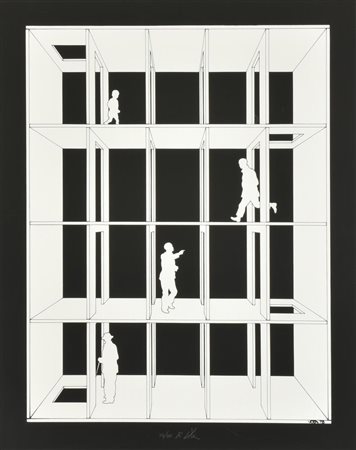 Roberto Vota CASELLARIO N.3 serigrafia su carta, cm 57x44, es. 26/90 firma e...