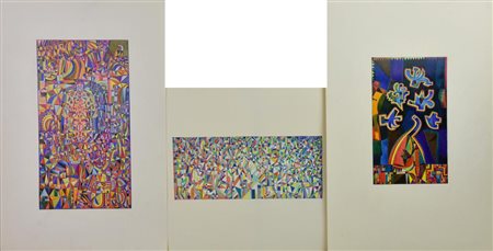 Enzo Branca COMPOSIZIONI, 1980 -matite colorate su carta, cm 33x50 sul retro:...