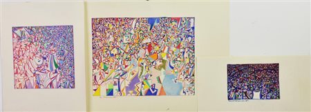 Enzo Branca COMPOSIZIONI, 1980-81 -matite colorate su carta, cm 33x50 firma e...