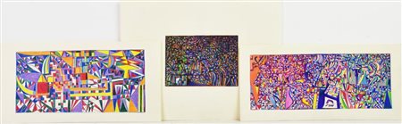 Enzo Branca COMPOSIZIONI, 1981 -matite colorate su carta, cm 16,5x33 sul...