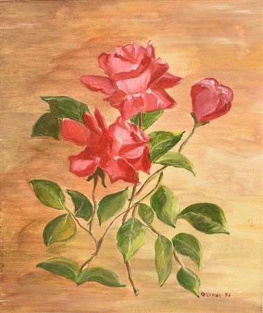 Oliani ROSE olio su tela, cm 40x30 firma e data Eseguito nel 1997