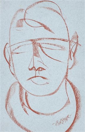 GIANBAR (Gianni Baretta) UN UOMO pastello su carta applicata su passepartout,...