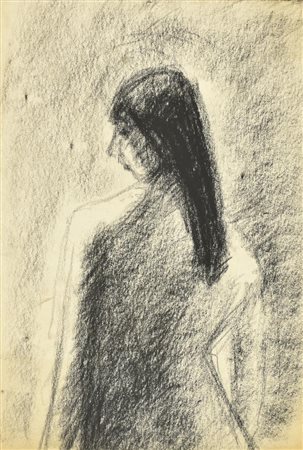 Enrico Allimandi DONNA DI SCHIENA carboncino su carta, cm 37x25