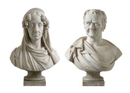 Giuseppe Bogliani "Coppia di busti raffiguranti Gianantonio Raggi e Teresa Spino