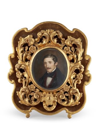 Pittore del secolo XIX. Ritratto di gentiluomo, miniatura ovale su avorio (cm 1