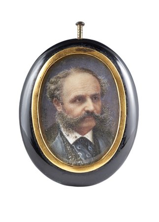 Pompeo Litta Biumi "Ritratto di gentiluomo" miniatura ovale su avorio (cm 3,5x3