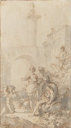 Gian Paolo Panini "Predicazione di un apostolo"
penna con inchiostro bruno acque