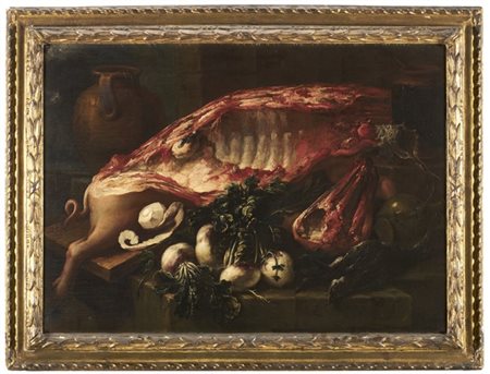 Felice Boselli "Mezzina di maiale, rape, limone, uccello e suppellettili"
olio s