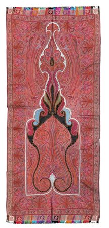 Scialle Kashmir, India, secolo XIX. Spolinato a mano in lana e seta in vari seg